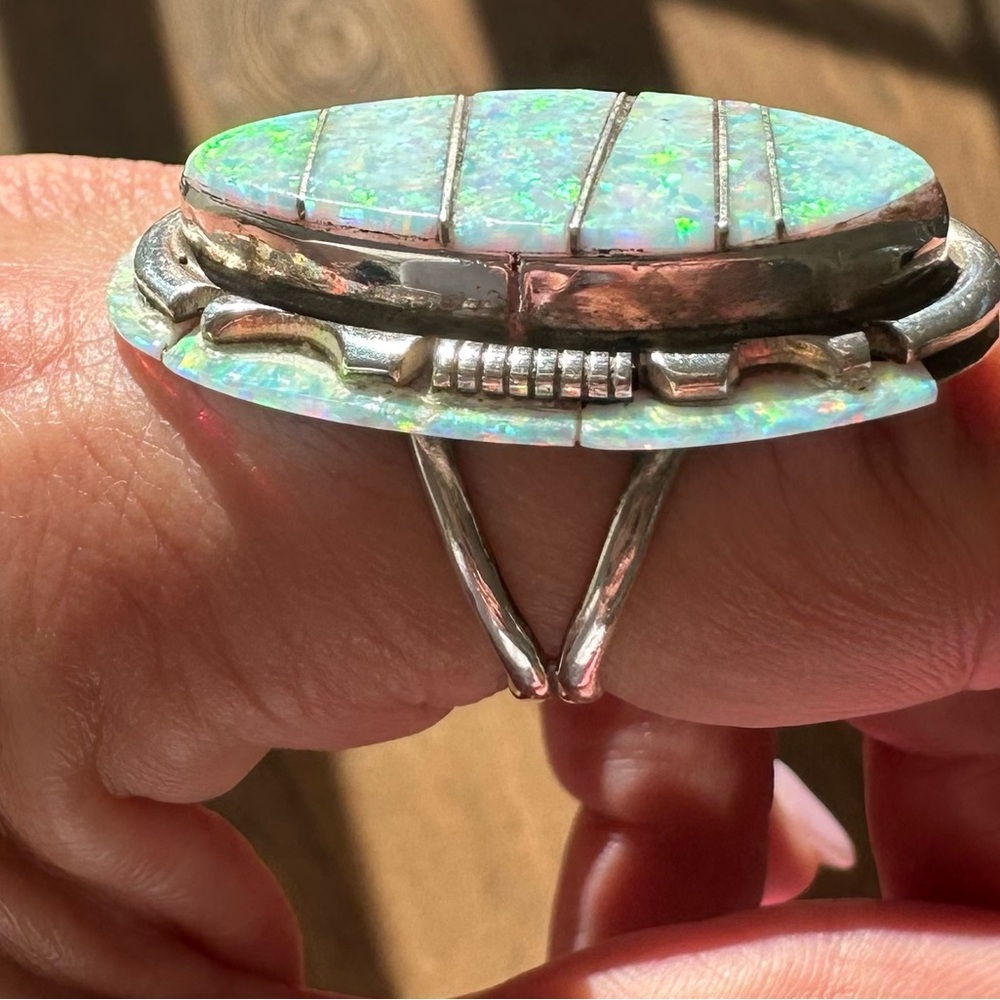 Sterling Silver Signed Native American Ring With … - image 3